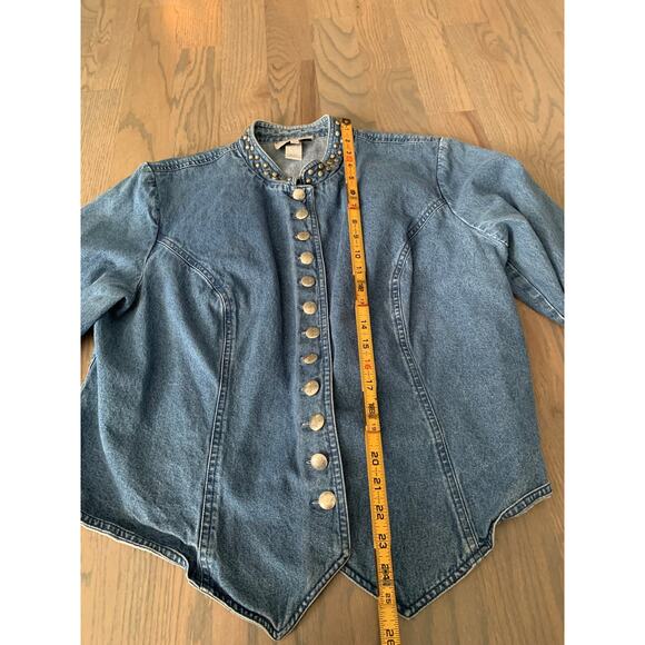 Jean Top, by Stonebridge, Blue, Size 20W, Many Buttons, Mandarin Collar, Western - Picture 7 of 9